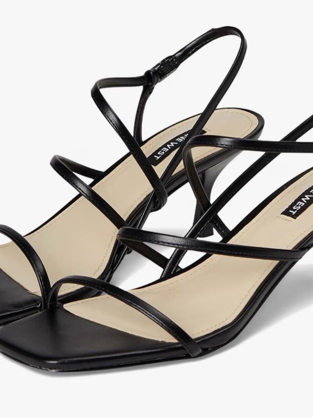 Nine West Black Thin-Strap Square-Toe Heels